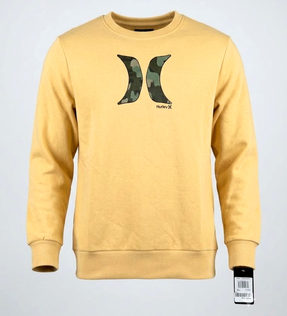 Hurley Men's Crewneck Sweatshirt - Yellow with Camo Logo - Size XL - NWT